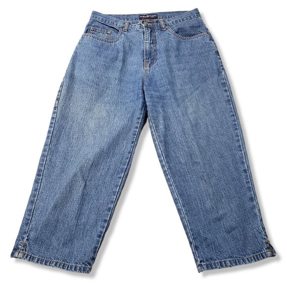 Halston Jeanswear Women's Size 10 Vintage Capri Blue Jeans - Picture 1 of 10